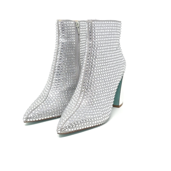 Betsey Johnson Shoes - Betsey Johnson Colby Boots Silver Blok Heel 9M